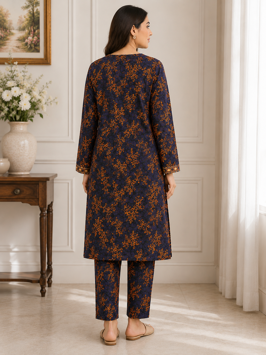 Naqsh MidNight Blossom - 2 Piece Printed Suit.