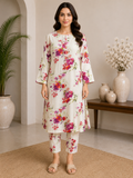 Ivory Floral Printed 2-Piece Lawn Suit for Women | Naqsh by Mateen