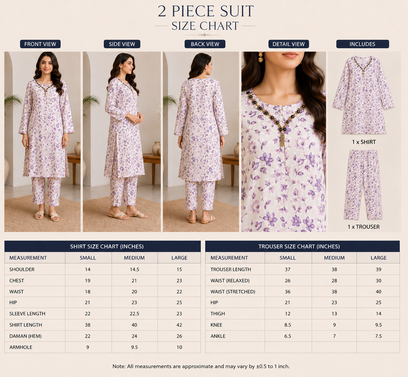 Ivory Lavender Floral Printed 2-Piece Lawn Suit | Naqsh by Mateen