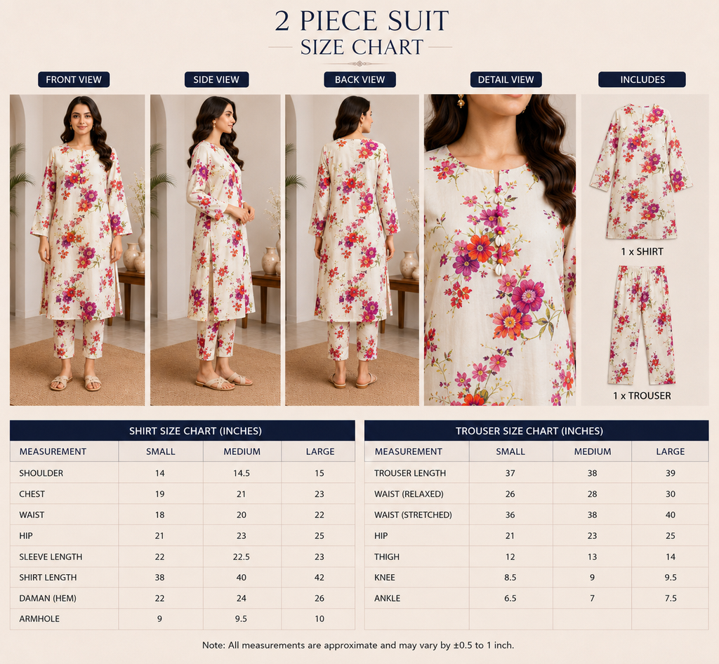 Ivory Floral Printed 2-Piece Lawn Suit for Women | Naqsh by Mateen