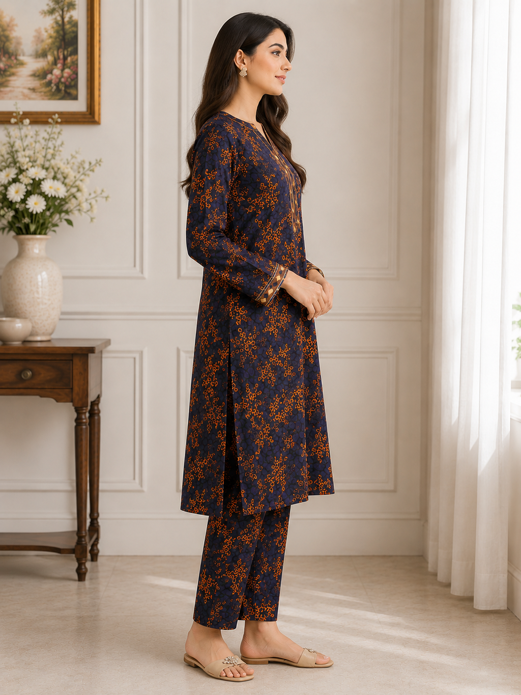 Naqsh MidNight Blossom - 2 Piece Printed Suit.