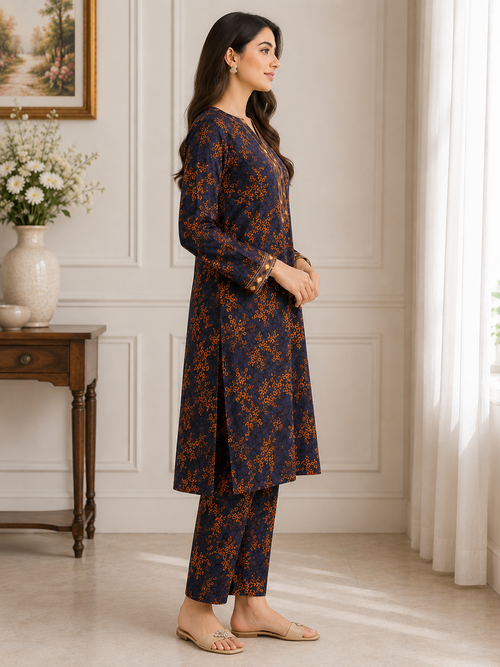 Naqsh MidNight Blossom - 2 Piece Printed Suit.