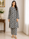 Monochrome Blossom Printed 2-Piece Suit | Naqsh by Mateen
